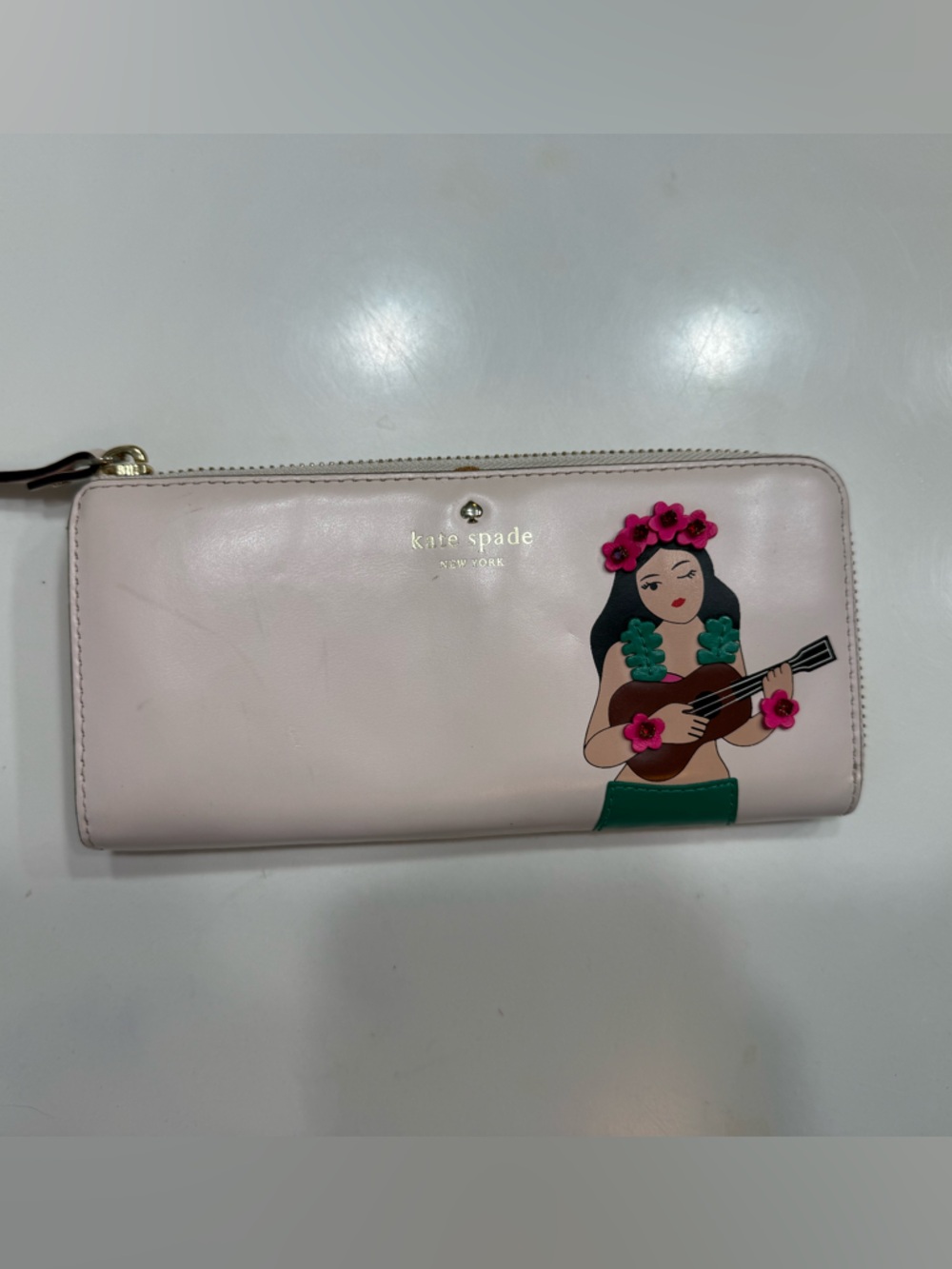 Kate Spade Novelty Wallet Hula Girl + Ukulele Blush Walket